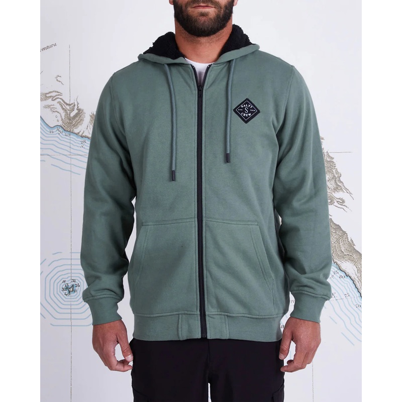 Salty Crew Shelter Sherpa Fleece Fatigue Green L